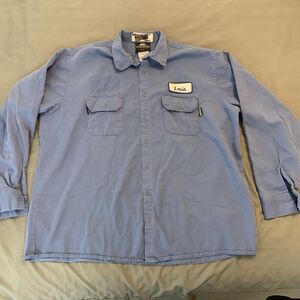 Steelguard FR Work Shirt Mens 3XL Tall Light Blue Flame Resistant Button‎ Down
